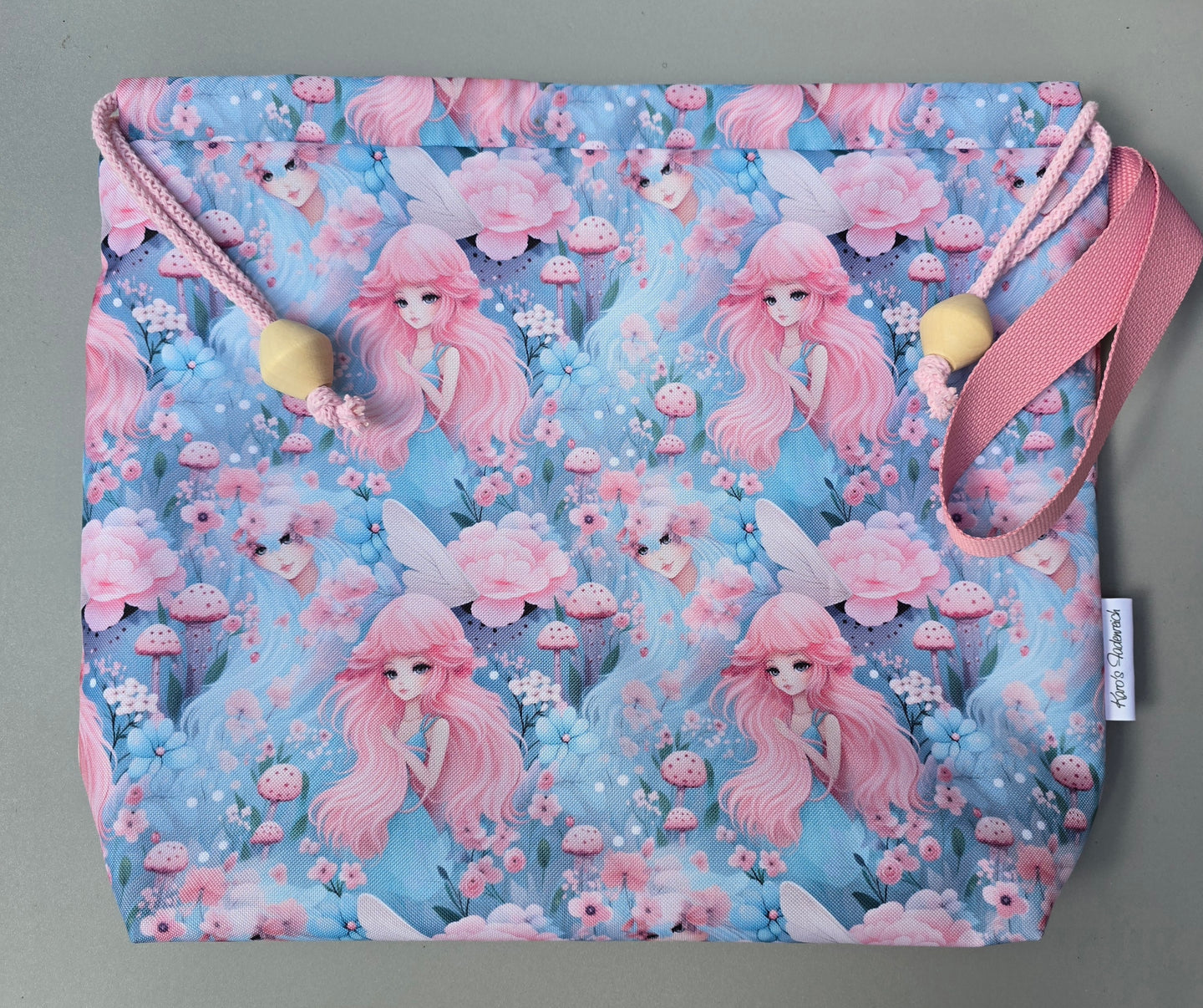 Große Karo Bag, mit viel Liebe handgenäht, Modell Fairy blau/rosa ohne Boden