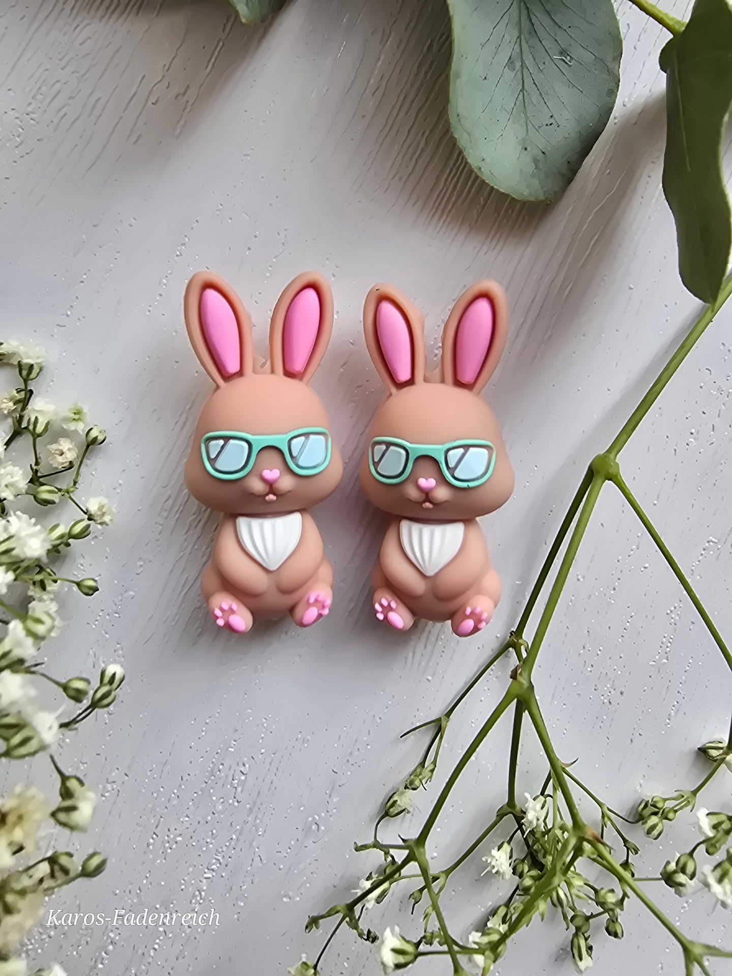 Ostern Maschenstopper Stricknadelstopper 2 Stück Osterhase mit Brille