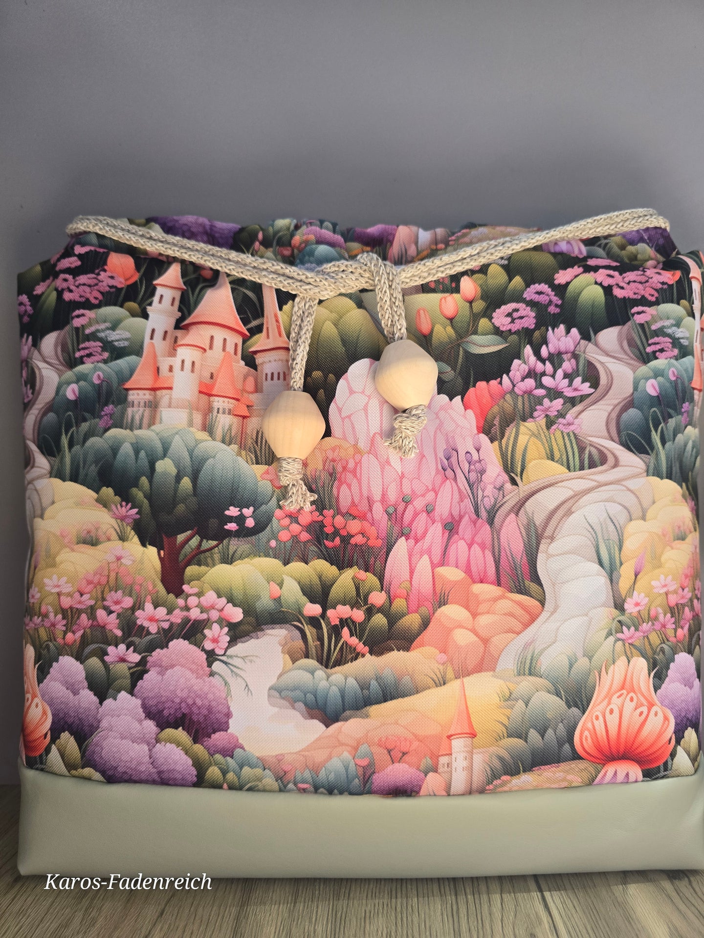 Große Karo Bag, mit viel Liebe handgenäht, Modell Fairyland gelb mit Boden