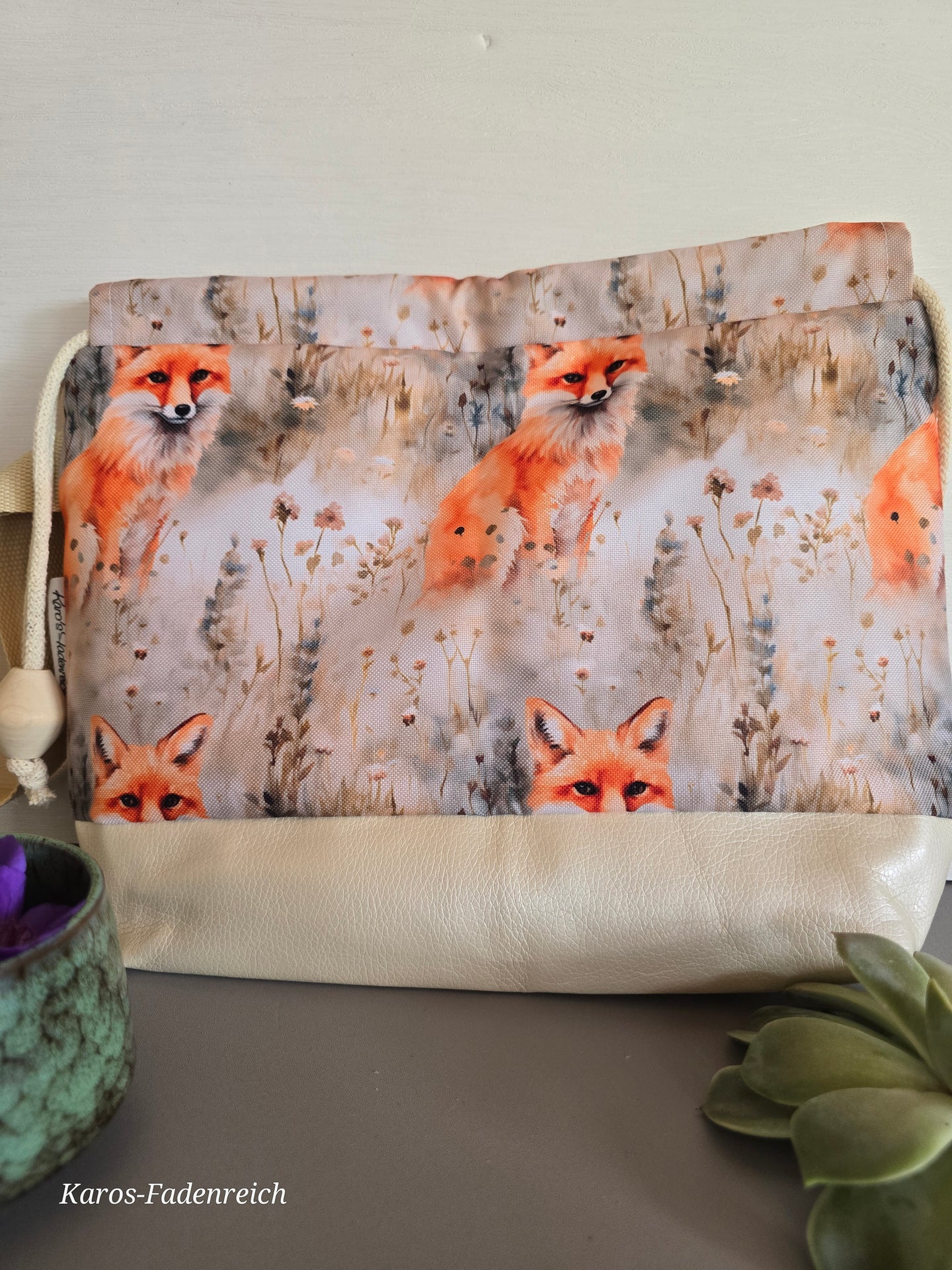 SONDERPREIS weil auf einer Seite Fuchs fehlerhaft , kleine Karo Bag mit viel Liebe handgenäht, Modell Fuchs