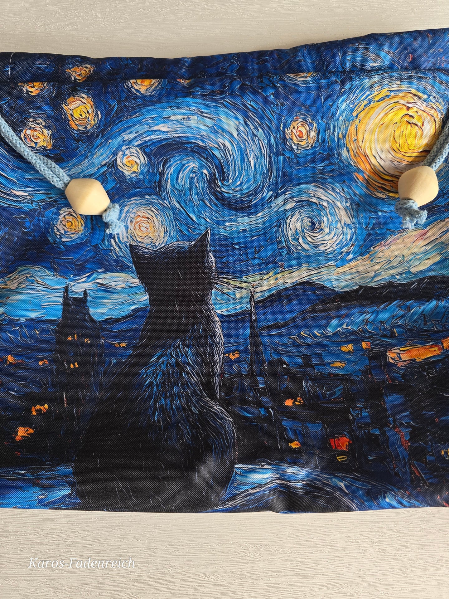 Große Karo Bag, mit viel Liebe handgenäht, Modell Katze himmelt den Mond an